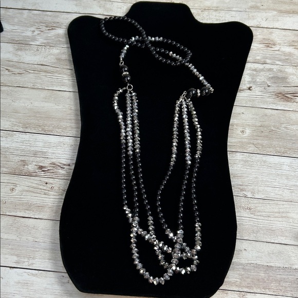 Sparkling Silver Glass Beaded Necklace - Picture 3 of 7